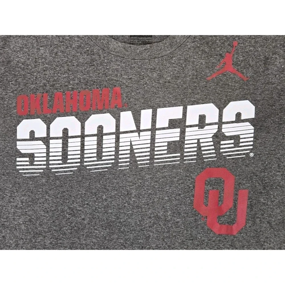 Mens Nike Jordan Oklahoma Sooners Dri-FIT Gray Performance T Shirt Medium OU